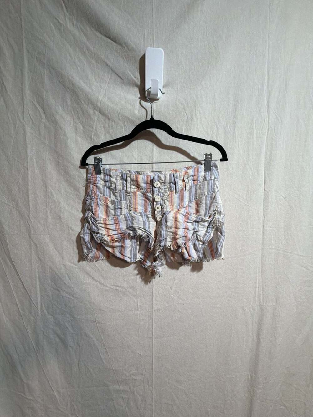 Free People Morning Rain Striped Linen Blend Button-Front Shorts